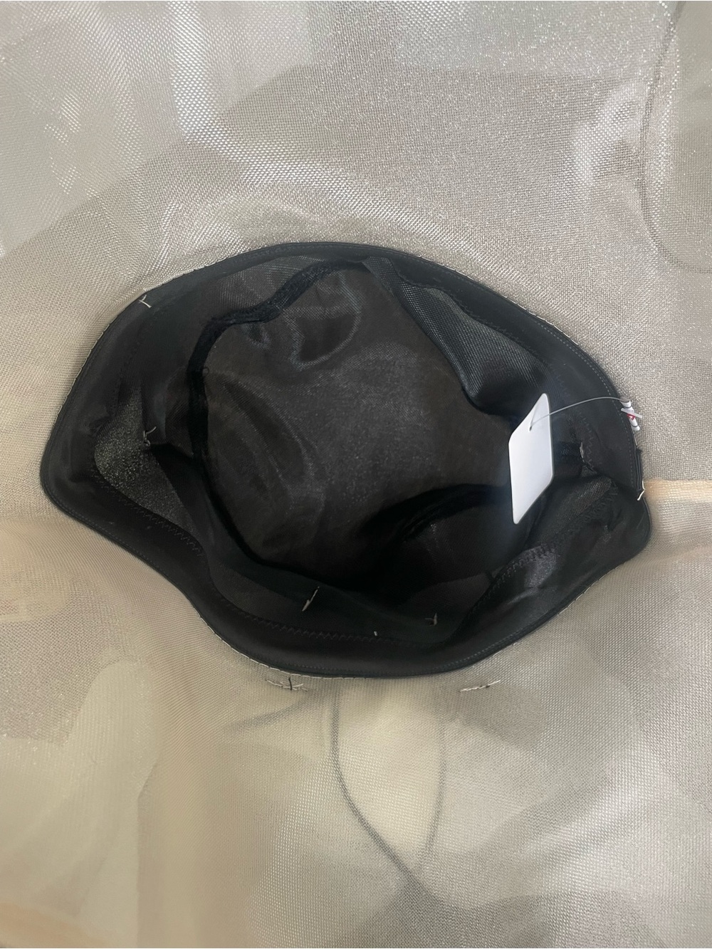 Elegant Black and Ivory Organza Women's Dress Hat - Picture 3 of 3